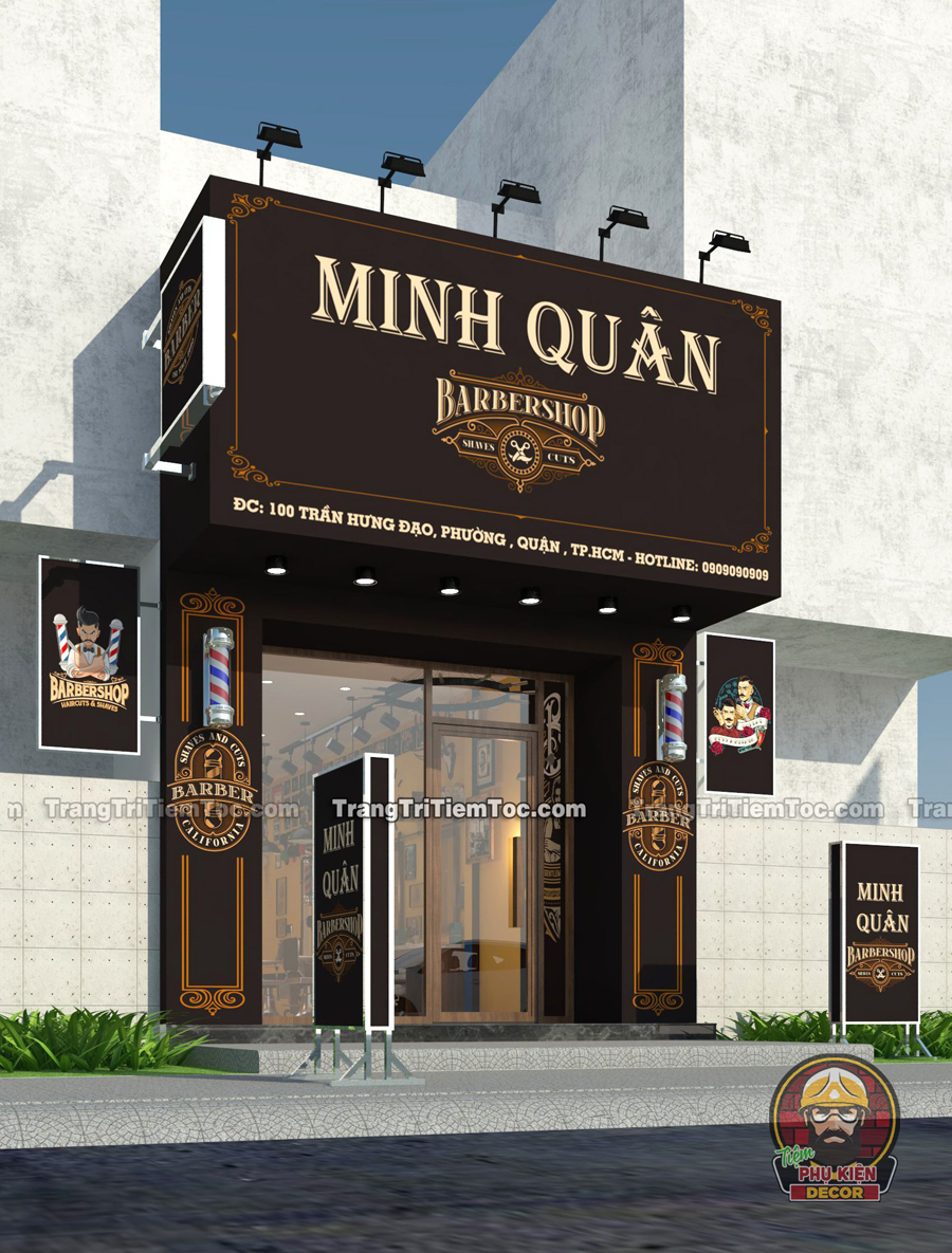 Bảng hiệu Tiệm Tóc Nam kiểu cố điển mang lại một điểm nhấn sang trọng, ấn tượng và cực kỳ phong cách Bảng hiệu Tiệm Tóc Nam kiểu cố điển mang lại một điểm nhấn sang trọng, ấn tượng và cực kỳ phong cách