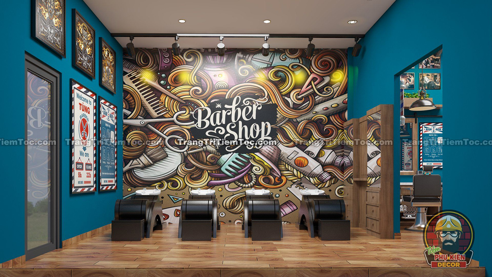 Tranh dán tường cho khu vực Gội mô phỏng hình ảnh cách điệu hóa Grafity Đương đại Tranh dán tường cho khu vực Gội mô phỏng hình ảnh cách điệu hóa Grafity Đương đại