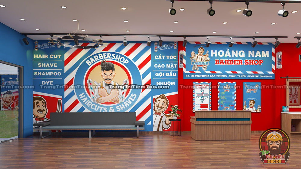 Mảng tường trang trí cho Khu vực Đợi và Quày Thu ngân của Tiệm Mảng tường trang trí cho Khu vực Đợi và Quày Thu ngân của Tiệm