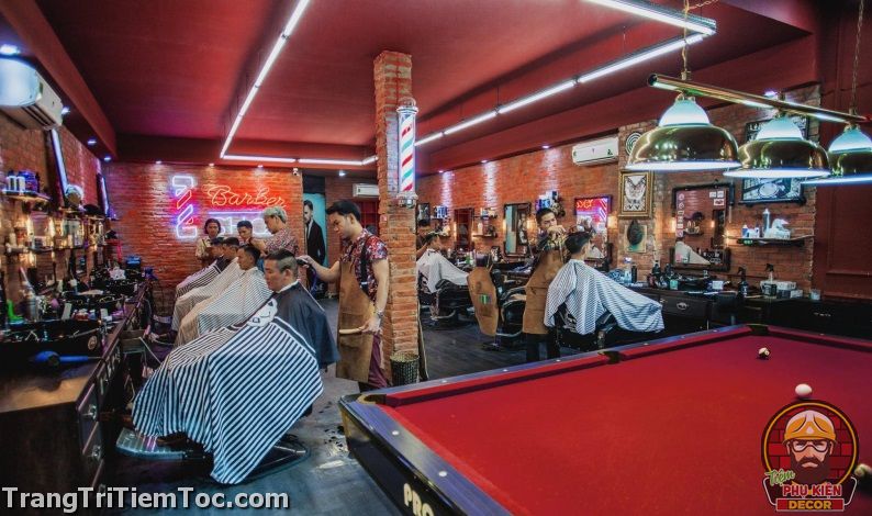 Trang trí Barber Shop, Tiệm Tóc Nam bằng các set decal dán tường Barber