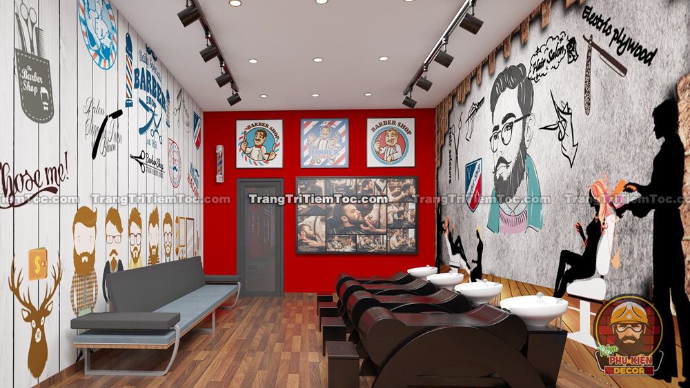 Trang trí khu vực đặt giường Gội bằng tranh 3D dán tường giúp tạo chiều sâu cho Tiệm Trang trí khu vực đặt giường Gội bằng tranh 3D dán tường giúp tạo chiều sâu cho Tiệm
