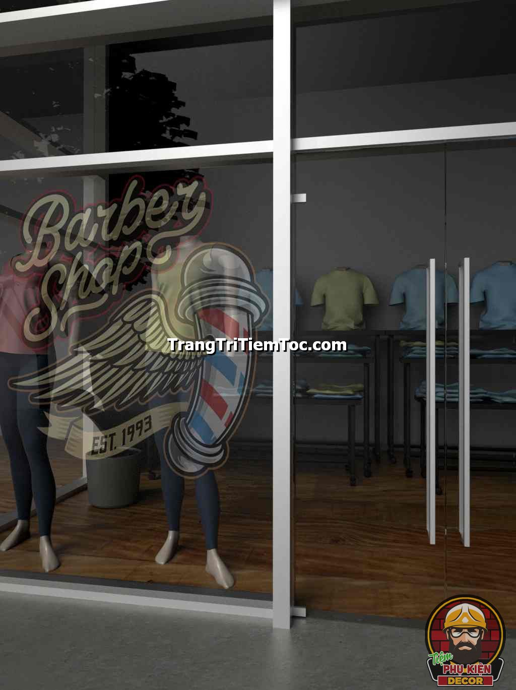 Decal dán kính Trang trí Barber Shop độc đáo Decal dán kính Trang trí Barber Shop độc đáo