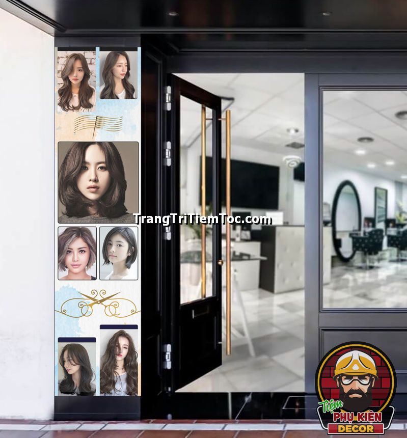 Decal dán kính trang trí mặt tiền salon tóc nữ thu hút khách hàng