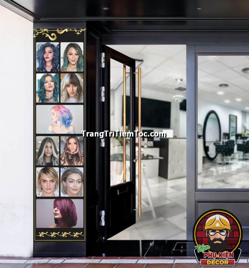 Decal dán kính trang trí mặt tiền salon tóc nữ thu hút khách hàng