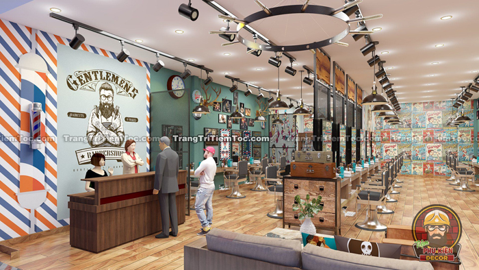 Decor trang trí tiệm tóc Nam độc lạ Decor trang trí tiệm tóc Nam độc lạ