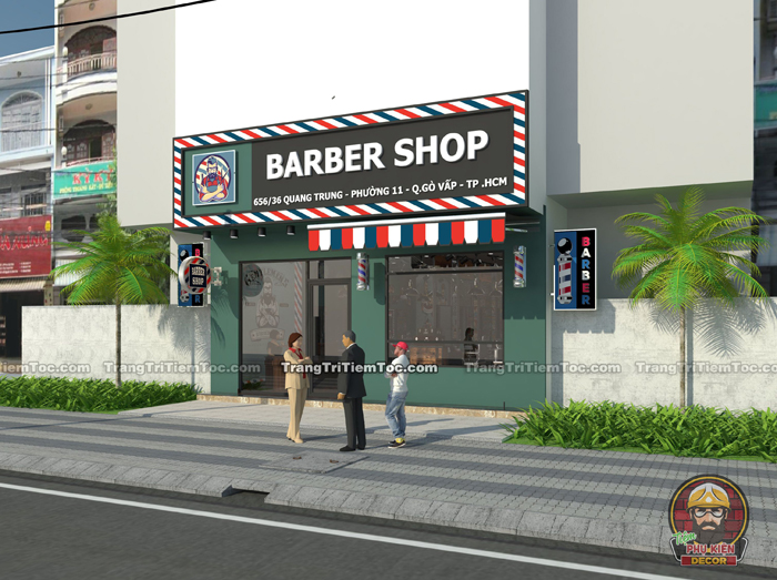 Mẫu thiết kế mặt tiền Barber Shop-6-7m-độc đáo Mẫu thiết kế mặt tiền Barber Shop-6-7m-độc đáo