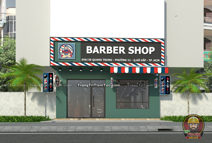 Mẫu thiết kế mặt tiền Barber Shop-6-7m-độc đáo Mẫu thiết kế mặt tiền Barber Shop-6-7m-độc đáo