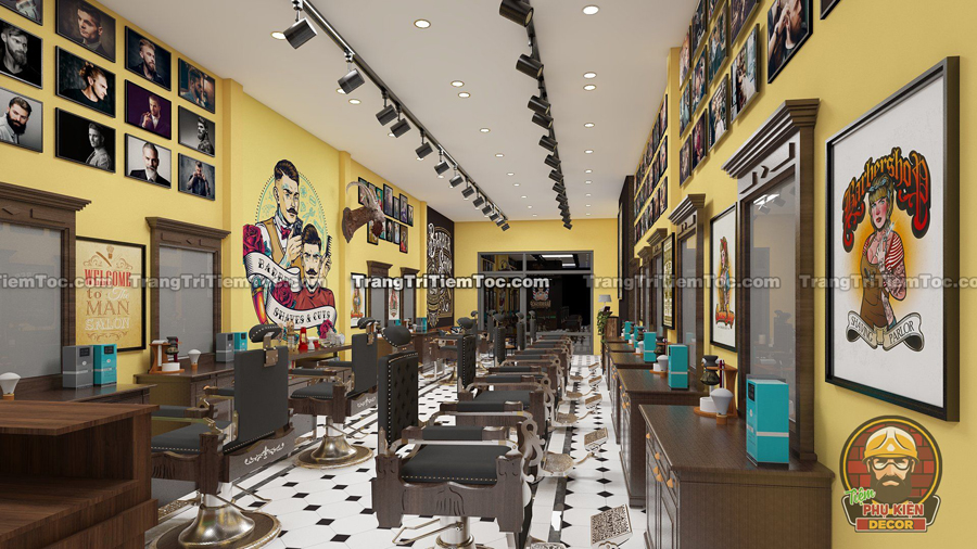 Bên trong tổng thể không gian nội thất Tiệm tóc Nam kiểu Cổ điển Bên trong tổng thể không gian nội thất Tiệm tóc Nam kiểu Cổ điển