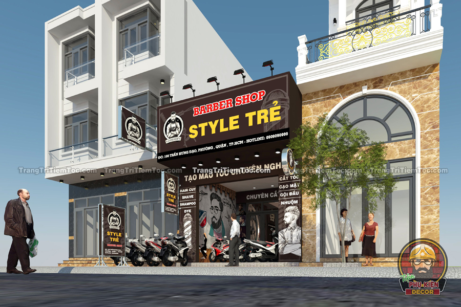 Phối cảnh mẫu thiết kế Barber Shop nhỏ đẹp, ấn tượng, thu hút Phối cảnh mẫu thiết kế Barber Shop nhỏ đẹp, ấn tượng, thu hút