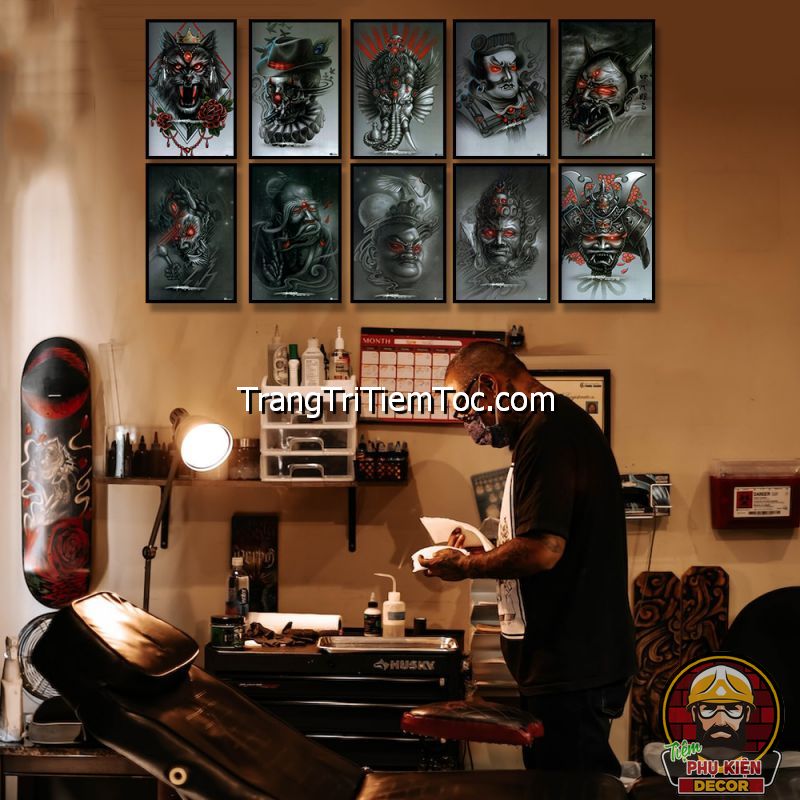 Mẫu tranh chủ đề chiến binh Samurai treo tường phòng xăm nghệ thuật Mẫu tranh chủ đề chiến binh Samurai treo tường phòng xăm nghệ thuật