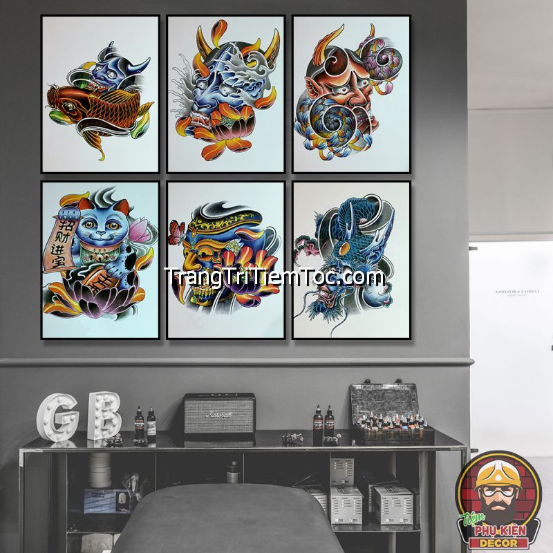 Mẫu tranh treo tường tattoo thịnh hành, thu hút khách hàng Mẫu tranh treo tường tattoo thịnh hành, thu hút khách hàng