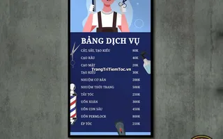 Bảng menu, bảng thẻ dịch vụ tổng hợp trang trí tiệm tóc nam, barber shop đẹp, đa dạng, phong phú