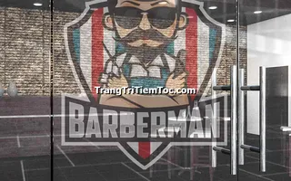 Tranh Dán Kính Trang Trí Tiệm Barber Shop Độc Lạ, Bắt Mắt