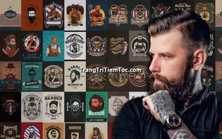 Set Decal Dán Tường Trang Trí Barber Shop, Tiệm Tóc Nam