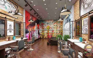 Ý tưởng thiết kế Tiệm tóc Nam Barber theo phong cách Graffiti cá tính, trẻ trung