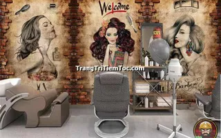 Tranh Dán Tường Trang Trí Tiệm Tóc Nữ Đẹp