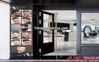 Tranh decal tổng hợp trang trí tiệm tóc nam đa dạng các kiểu tóc đẹp, hợp xu hướng, hiện đại