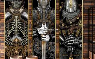 Tranh Vệ Sĩ Bắc Âu - Chiến Binh Samurai Trang Trí Tiệm Tóc Nam, Tiệm Xăm Ngầu