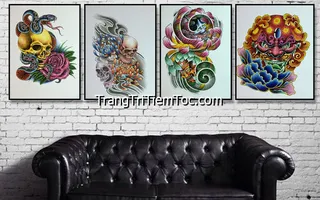 Tranh treo tường trang trí tiệm xăm tattoos ấn tượng, mạnh mẽ, cá tính, phù hợp với xu hướng