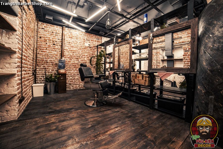 Các bức tường Gạch mộc mạc nổi bật trong cách trang trí Barber phong cách Loft Các bức tường Gạch mộc mạc nổi bật trong cách trang trí Barber phong cách Loft