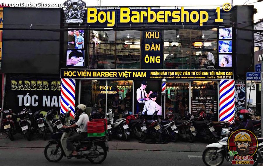 Trang trí mặt tiền Tiệm Tóc Nam Barber đúng cách, sẽ tạo hiệu ứng nhận diện thương hiệu, và thu hút Khách hàng đến Tiệm Trang trí mặt tiền Tiệm Tóc Nam Barber đúng cách, sẽ tạo hiệu ứng nhận diện thương hiệu, và thu hút Khách hàng đến Tiệm