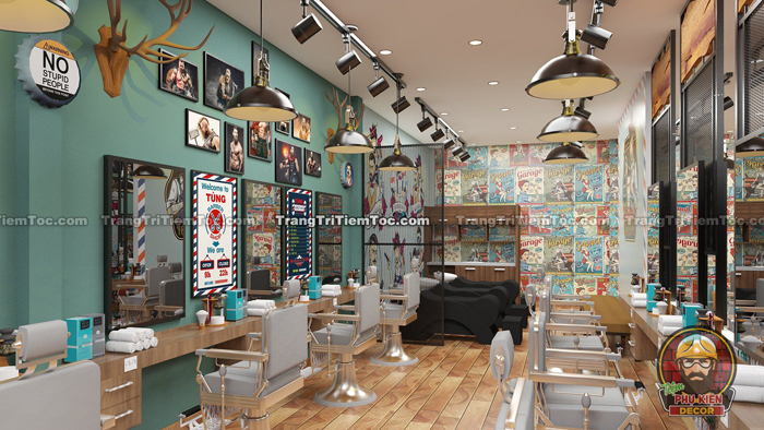 Decor trang trí Tiệm tóc Nam độc lạ Decor trang trí Tiệm tóc Nam độc lạ