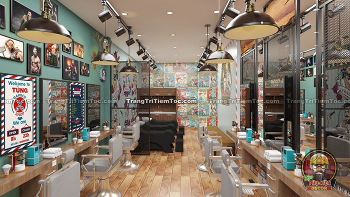 Decor trang trí Tiệm tóc Nam độc lạ Decor trang trí Tiệm tóc Nam độc lạ