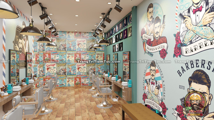 Decor trang trí Tiệm tóc Nam độc lạ Decor trang trí Tiệm tóc Nam độc lạ