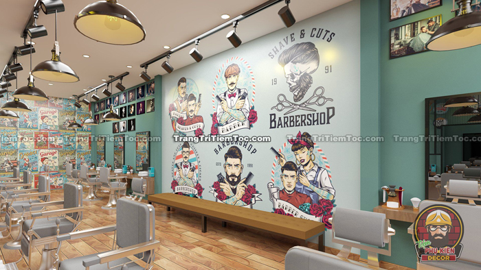Decor trang trí Tiệm tóc Nam độc lạ Decor trang trí Tiệm tóc Nam độc lạ