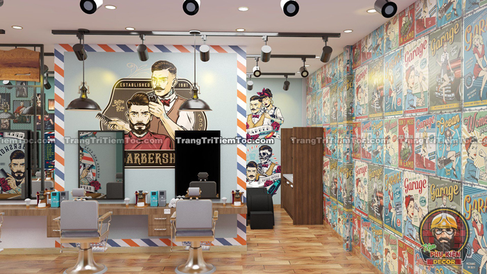 Decor trang trí Tiệm tóc Nam độc lạ Decor trang trí Tiệm tóc Nam độc lạ