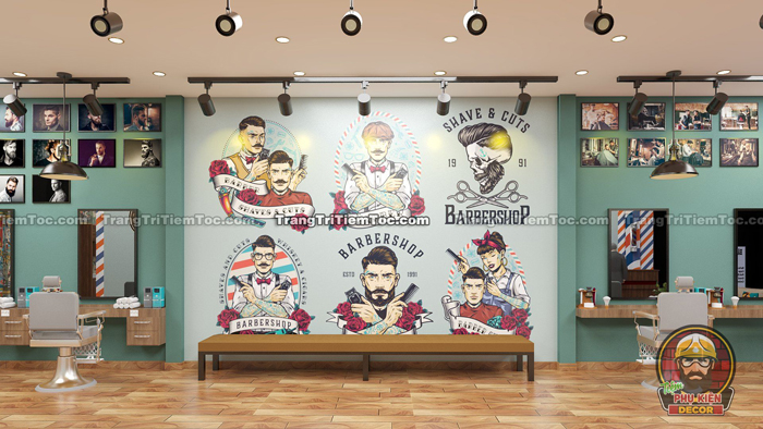 Decor trang trí Tiệm tóc Nam độc lạ Decor trang trí Tiệm tóc Nam độc lạ