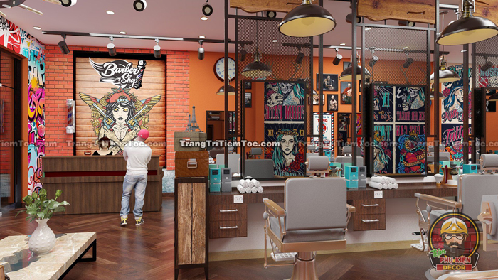 Trang trí tiệm tóc Nam phong cách Chicano ấn tượng Trang trí tiệm tóc Nam phong cách Chicano ấn tượng