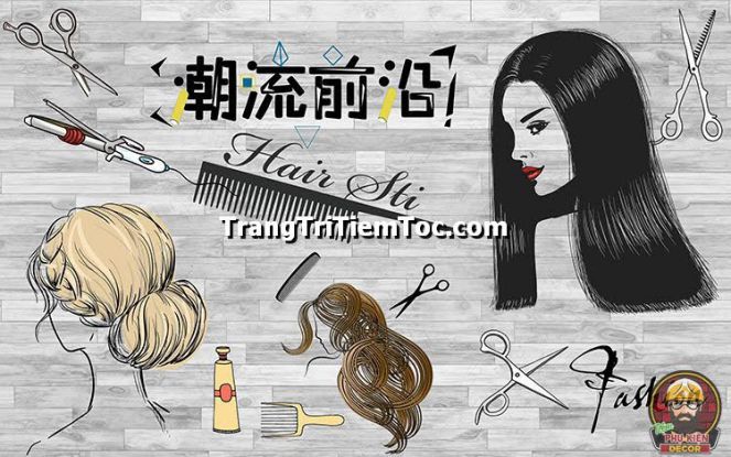Tranh dán kính salon tóc nữ được ưa chuộng nhất hiện nay