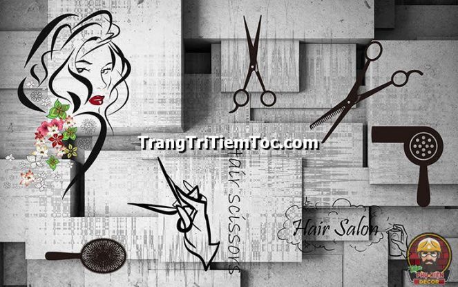 Tranh dán kính salon tóc nữ được ưa chuộng nhất hiện nay