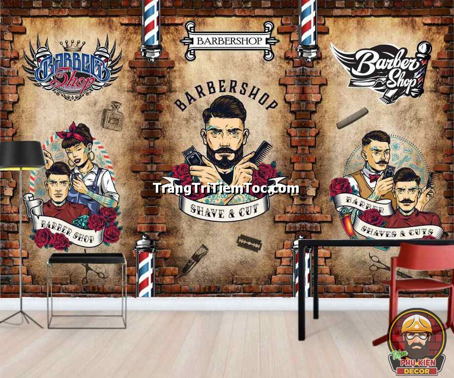 Biểu tượng và logo tiệm cắt tóc Barbershop. File corel - Vector6.com