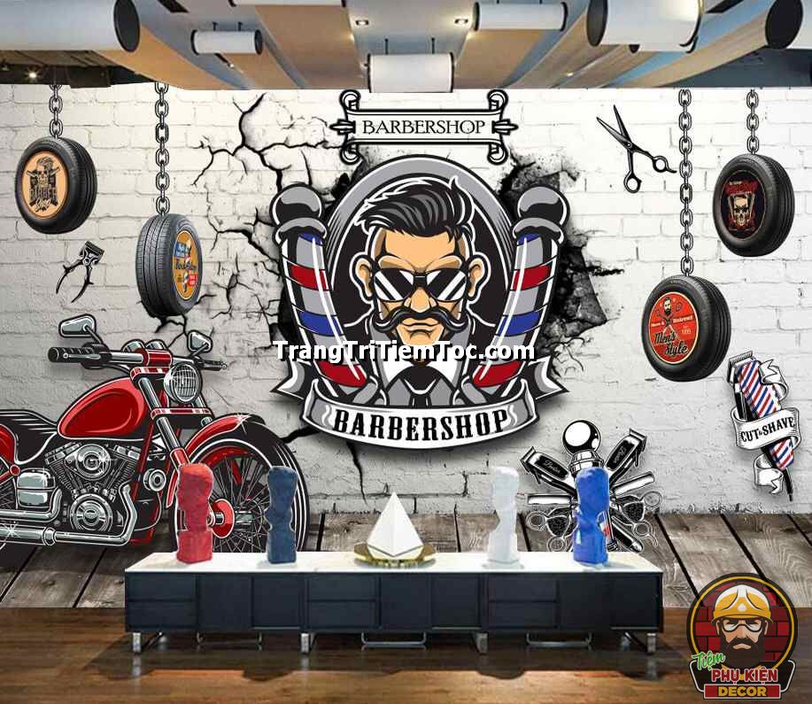 Tranh thiếc chủ đề Barber Shop - trang trí decor Tiệm tóc Nam Nữ, Salon Tóc  cực Chất