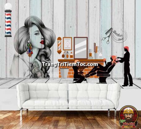 Decal dán tường trang trí tiệm tóc nữ tạo không gian salon thu hút Decal dán tường trang trí tiệm tóc nữ tạo không gian salon thu hút