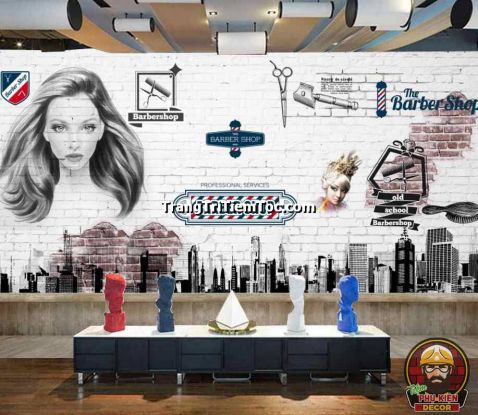 Decal dán tường trang trí tiệm tóc nữ tạo không gian salon thu hút Decal dán tường trang trí tiệm tóc nữ tạo không gian salon thu hút