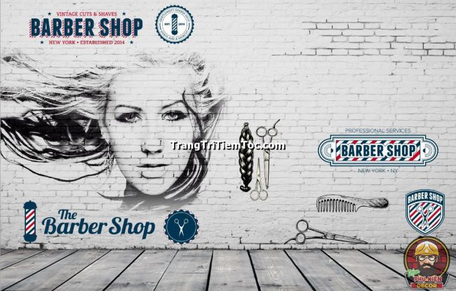 Tranh dán tường nghệ thuật, sang trọng trang trí tiệm tóc nữ Tranh dán tường nghệ thuật, sang trọng trang trí tiệm tóc nữ