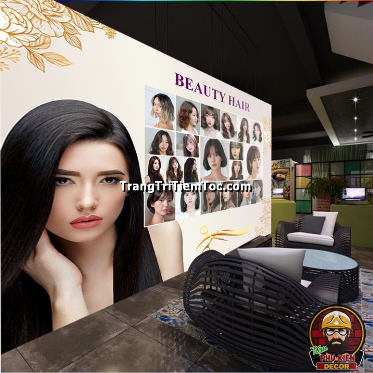 Tranh dán tường tạo không gian ấn tượng trang trí salon tóc nữ Tranh dán tường tạo không gian ấn tượng trang trí salon tóc nữ