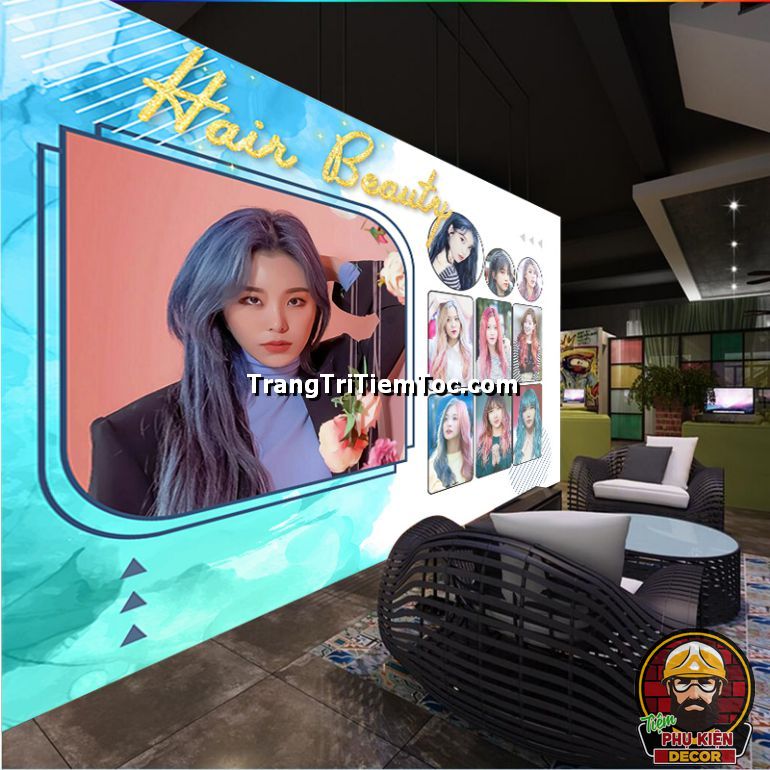 Tranh dán tường tạo không gian ấn tượng trang trí salon tóc nữ Tranh dán tường tạo không gian ấn tượng trang trí salon tóc nữ