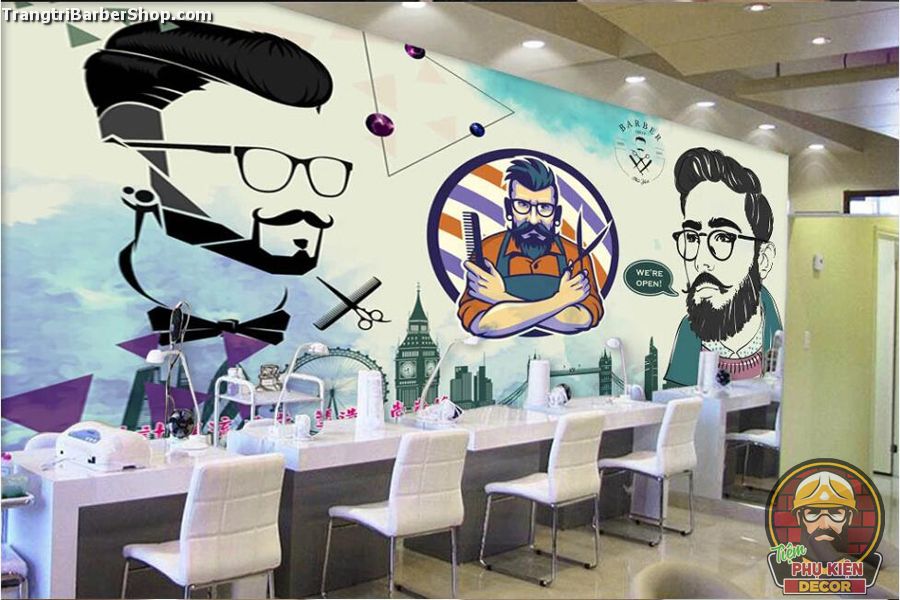 Ân tượng cho không gian Tiệm Tóc Nam bằng các mảng tranh dán tường hình cắt tóc Nam độc lạ Ân tượng cho không gian Tiệm Tóc Nam bằng các mảng tranh dán tường hình cắt tóc Nam độc lạ