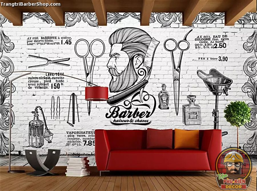 Ân tượng cho không gian Tiệm Tóc Nam bằng các mảng tranh dán tường hình cắt tóc Nam độc lạ Ân tượng cho không gian Tiệm Tóc Nam bằng các mảng tranh dán tường hình cắt tóc Nam độc lạ