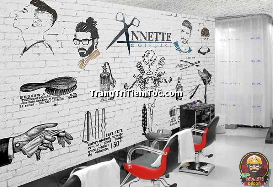 Tranh dán tường trang trí tiệm tóc nam