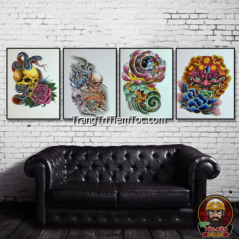 Không gian trang trí tranh treo tường tiệm xăm hướng tới sự hiện đại, trẻ trung Không gian trang trí tranh treo tường tiệm xăm hướng tới sự hiện đại, trẻ trung