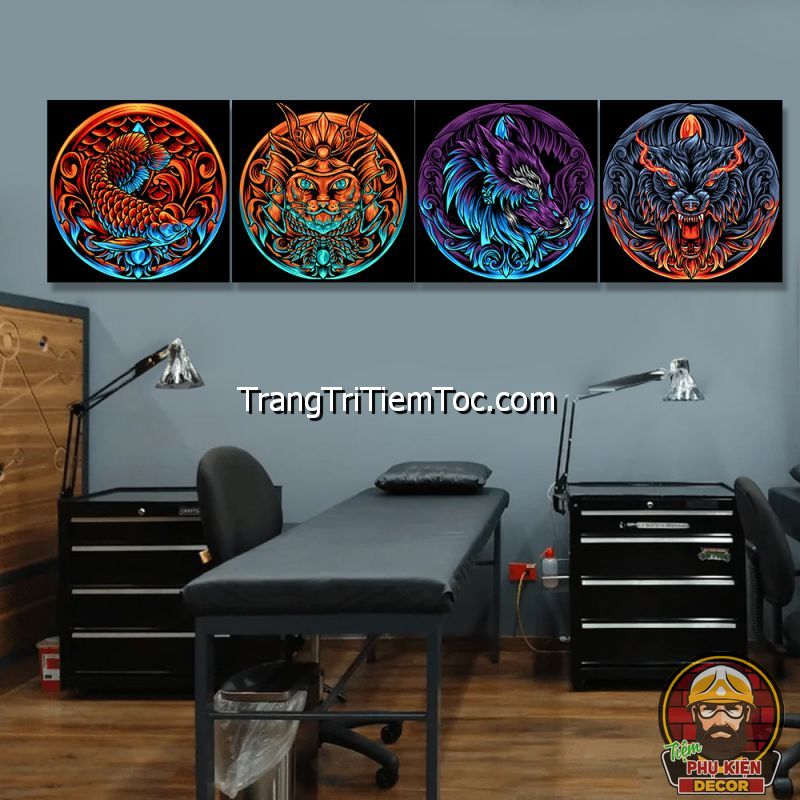 Không gian trang trí tranh treo tường tiệm xăm hướng tới sự hiện đại, trẻ trung Không gian trang trí tranh treo tường tiệm xăm hướng tới sự hiện đại, trẻ trung