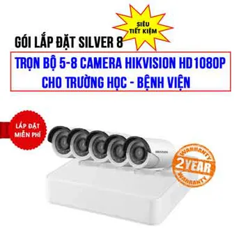 Trọn bộ 5-8 camera Hikvision HD1080P cho Trường học – Bệnh viện (Gói Silver 8)