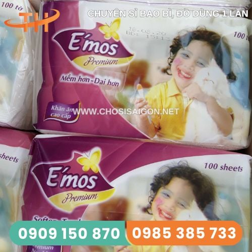 Khăn giấy ăn E'mos 100 tờ