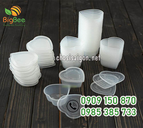 Hũ nhựa đựng bánh flan hình trái tim sỉ rẻ tại TP.HCM