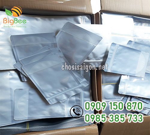 Túi zipper 1 mặt bạc 1 mặt trong đáy đứng 15 x 22 giá sỉ